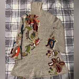 Anthropologie Multicolor Floral Turtleneck Sweater